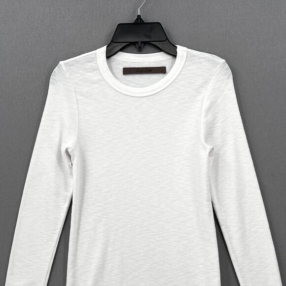 ENZA COSTA Textured Knit Crew Neck Top Womens Medium White Long Sleeve Shirt NEW - Picture 6 of 16